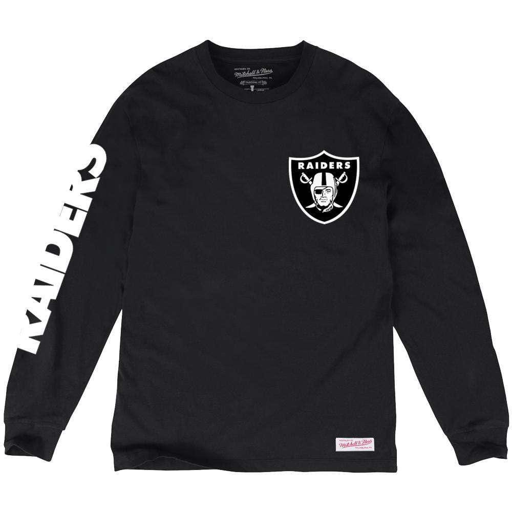 Mitchell And Ness Long Sleeve Tees Oakland Raiders Mitchell & Ness NFL Wordmark Long Sleeve T-Shirt - Black