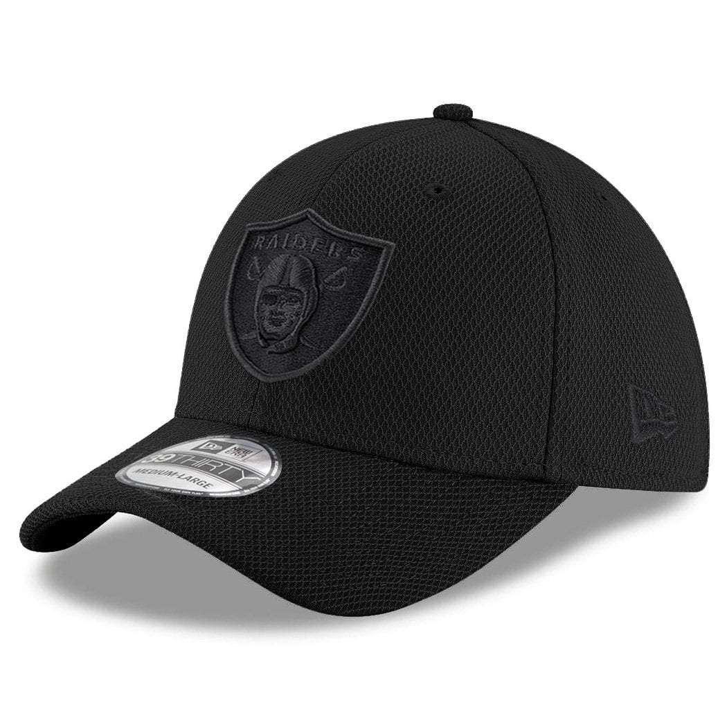 New Era Caps S/M Oakland Raiders New Era NFL Black On Black Diamond Era 39THIRTY Curve Hat