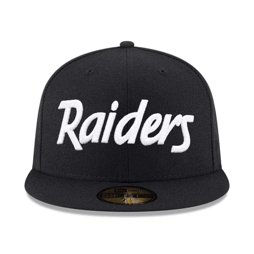 New Era Caps Oakland Raiders New Era NFL Black & White Script 59FIFTY Fitted Hat