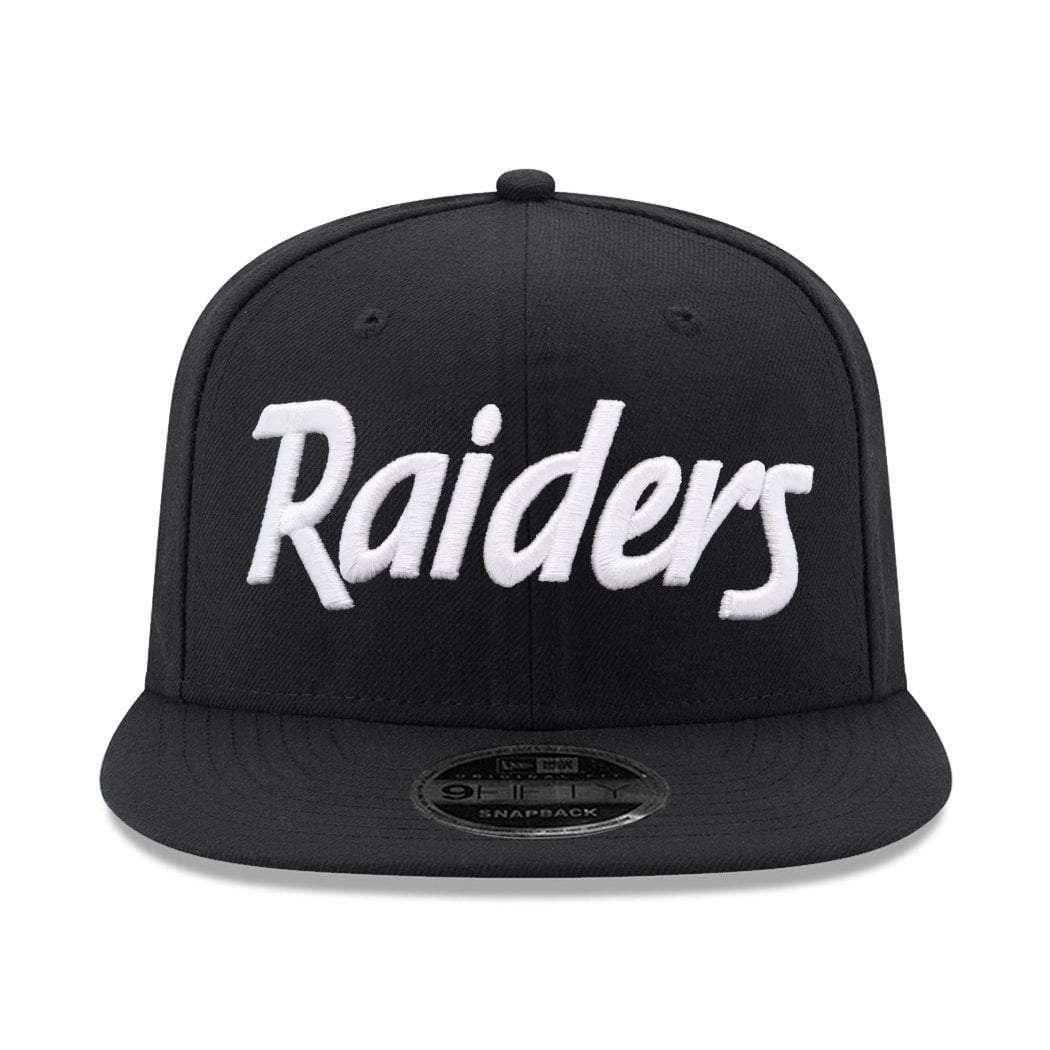 New Era Caps Oakland Raiders New Era NFL Black & White Script OF 9FIFTY Snapback Hat