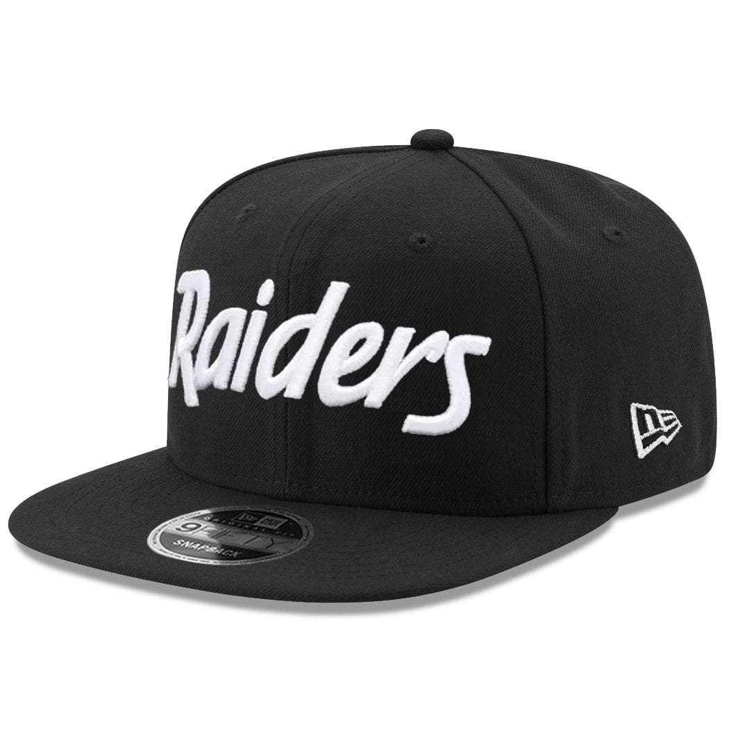 New Era Caps Oakland Raiders New Era NFL Black & White Script OF 9FIFTY Snapback Hat