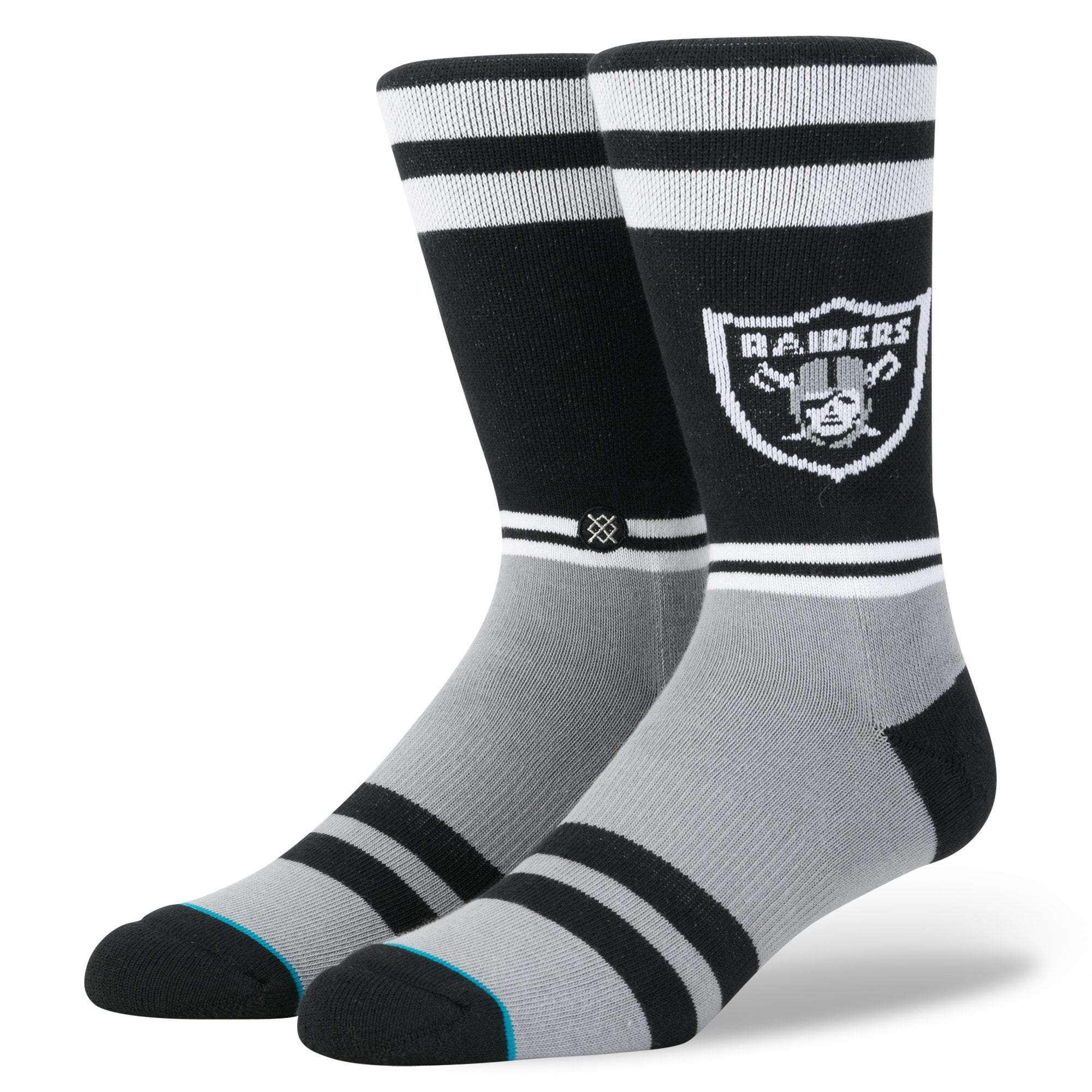 Stance Socks Large (9-12 US) Oakland Raiders Stance NFL Logo Stripe Crew Socks - Black