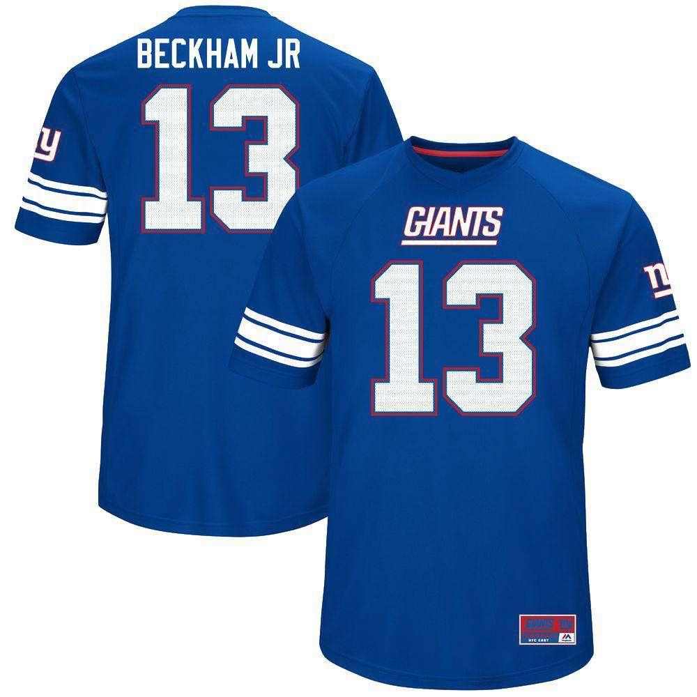 Majestic Athletic T-Shirts Odell Beckham Jr New York Giants Majestic NFL Hashmark Jersey - Blue