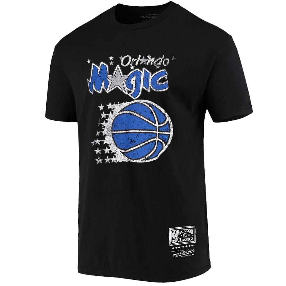 Mitchell And Ness T-Shirts Orlando Magic Mitchell & Ness NBA HWC Distressed Logo T-Shirt - Black