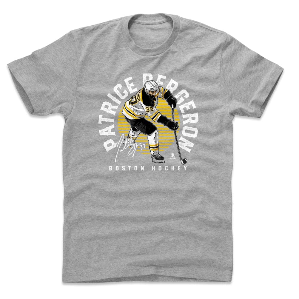 500 Level T-Shirts Patrice Bergeron Boston Bruins 500 Level NHL Emblem T-Shirt - Heather Grey