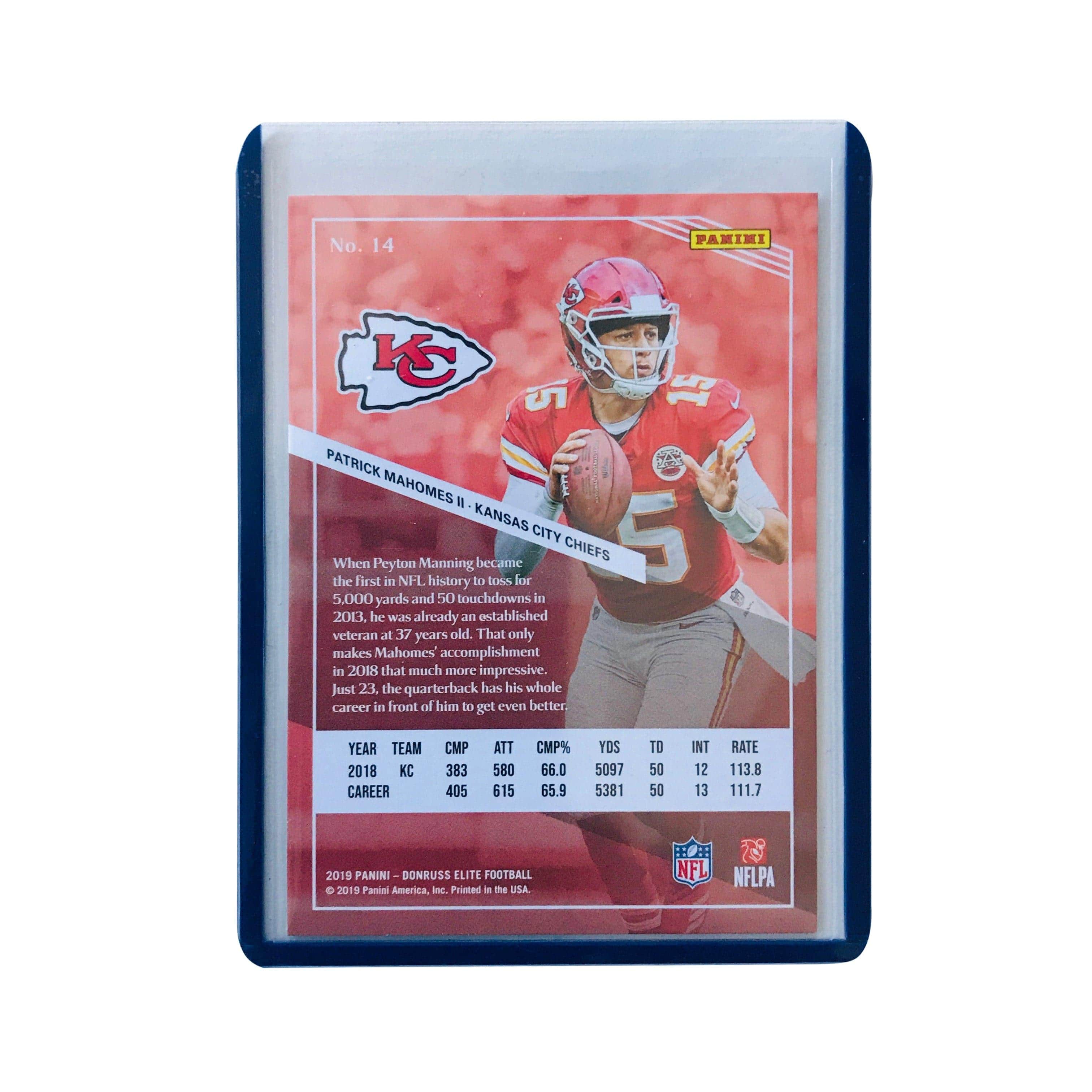 Panini Cards Patrick Mahomes Kansas City Chiefs 2019 Panini Elite NFL Green Parallel Card