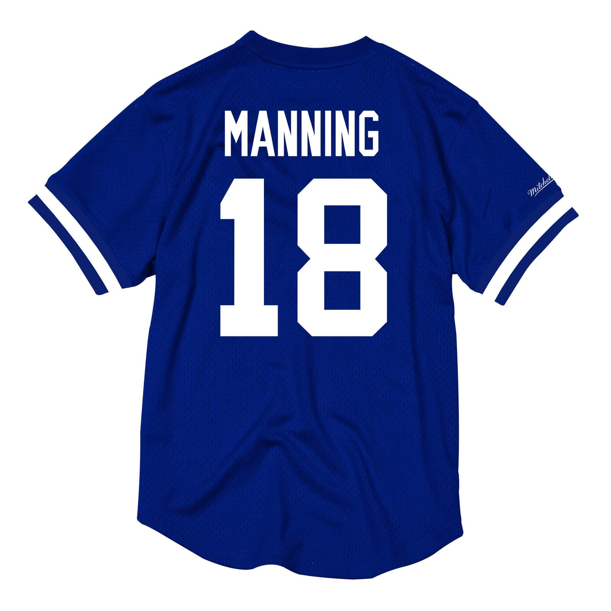 Mitchell And Ness T-Shirts Peyton Manning Indianapolis Colts Mitchell & Ness NFL Name Number Mesh Crew - Blue