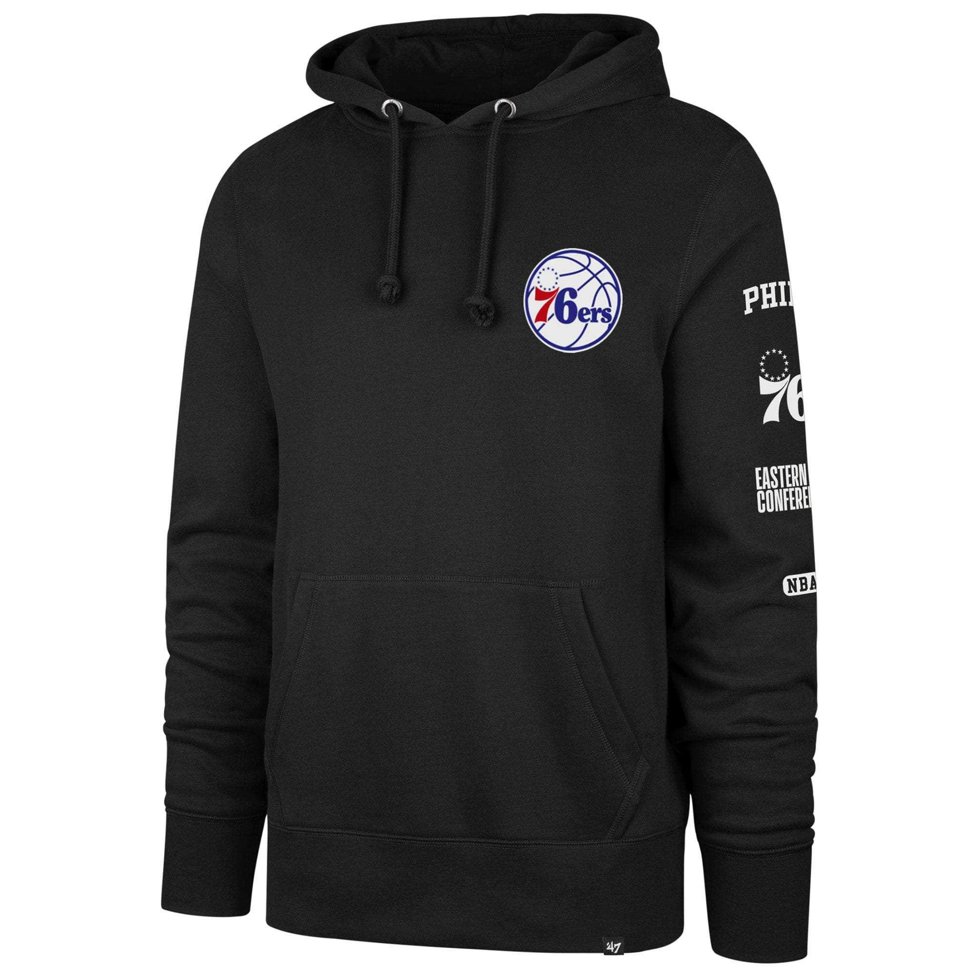 47 Brand Jumpers Philadelphia 76ers '47 NBA Rundown Headline Hoodie Jumper - Black