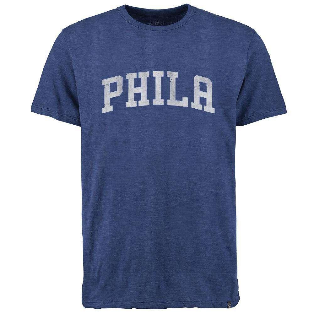 47 Brand T-Shirts L Philadelphia 76ers '47 NBA Scrum Wordmark T-Shirt - Blue