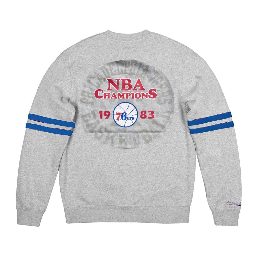 Mitchell And Ness Jumpers Philadelphia 76ers Mitchell & Ness NBA All Over Champs Premium Crew Jumper - Grey