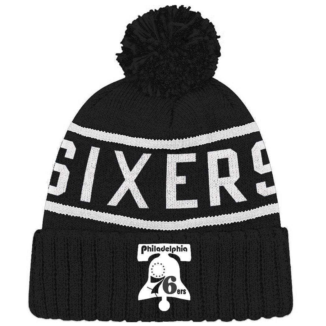 Mitchell And Ness Beanies Philadelphia 76ers Mitchell & Ness NBA Black & White HWC High 5 Knit Beanie