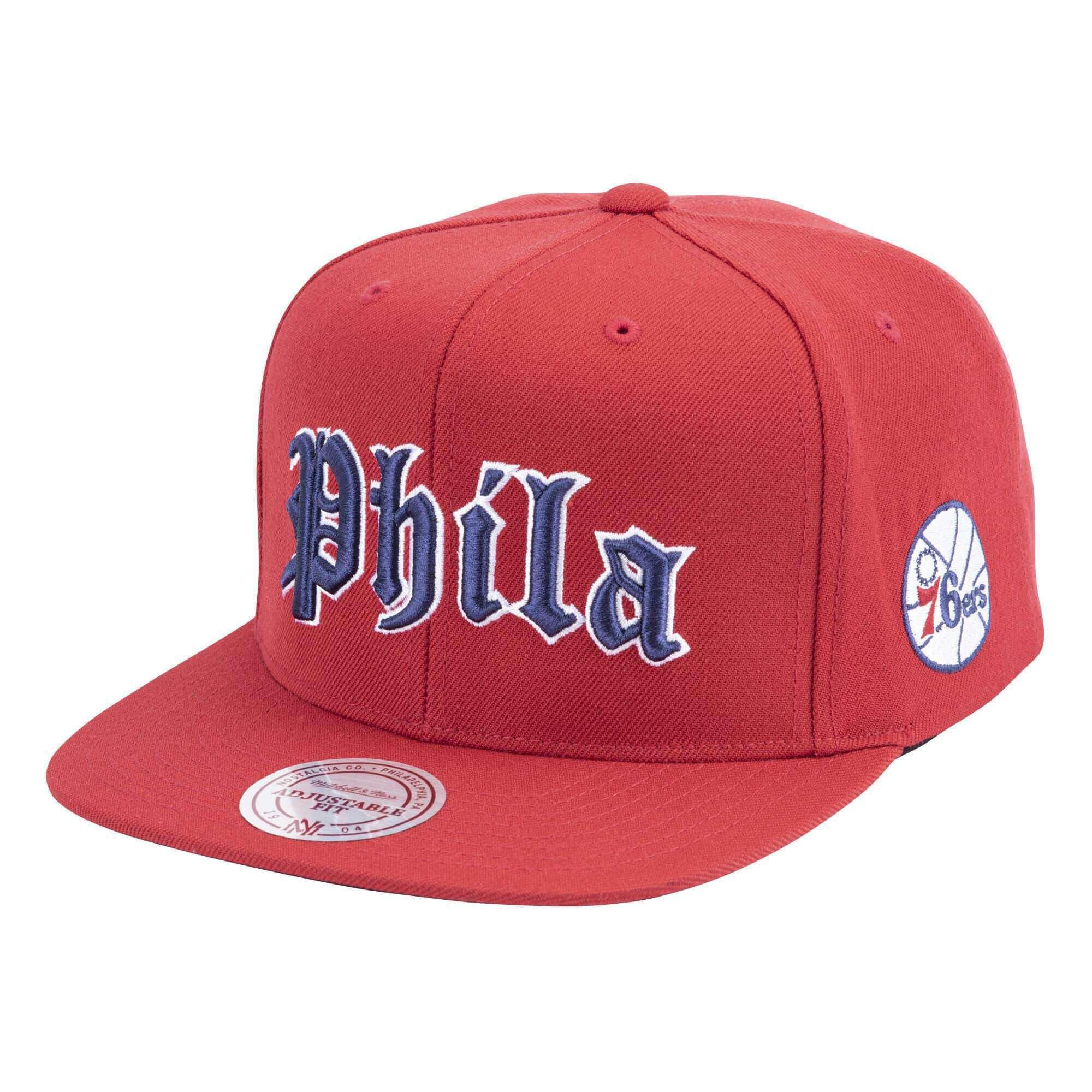 Mitchell And Ness Caps Philadelphia 76ers Mitchell & Ness NBA Faded Gothic Snapback Hat - Red