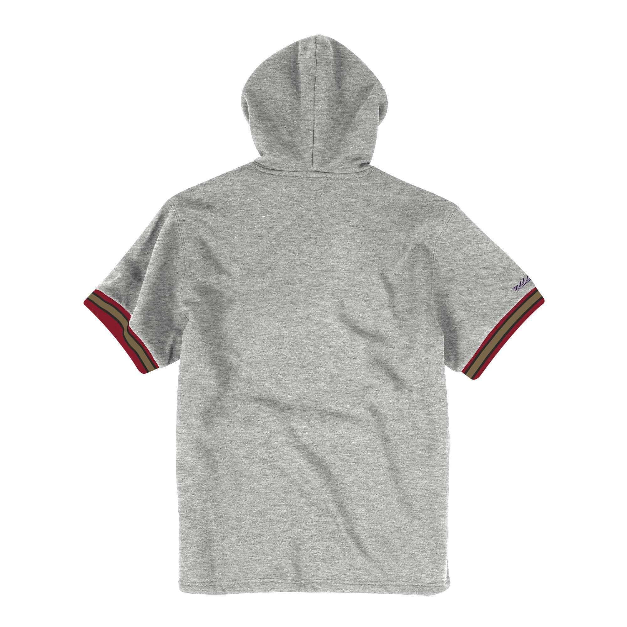 Mitchell And Ness Jumpers Philadelphia 76ers Mitchell & Ness NBA French Terry Short Sleeve Hoodie Jumper - Grey