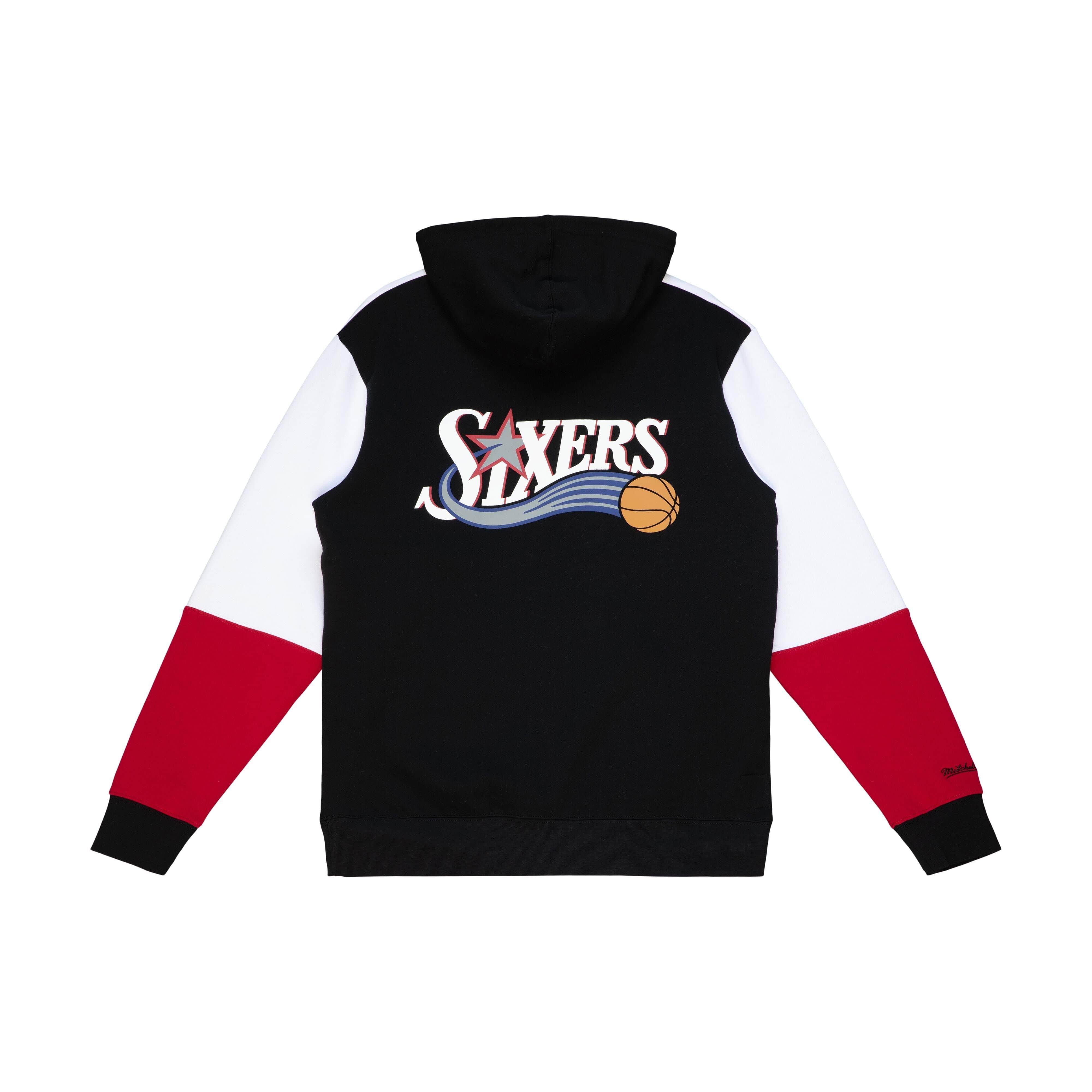 Mitchell And Ness Jumpers Philadelphia 76ers Mitchell & Ness NBA Fusion Fleece 2.0 Hoodie Jumper - Black