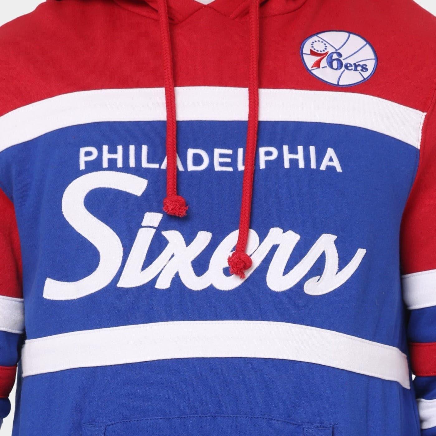 Mitchell And Ness Jumpers Philadelphia 76ers Mitchell & Ness NBA Head Coach Hoodie Jumper - Blue