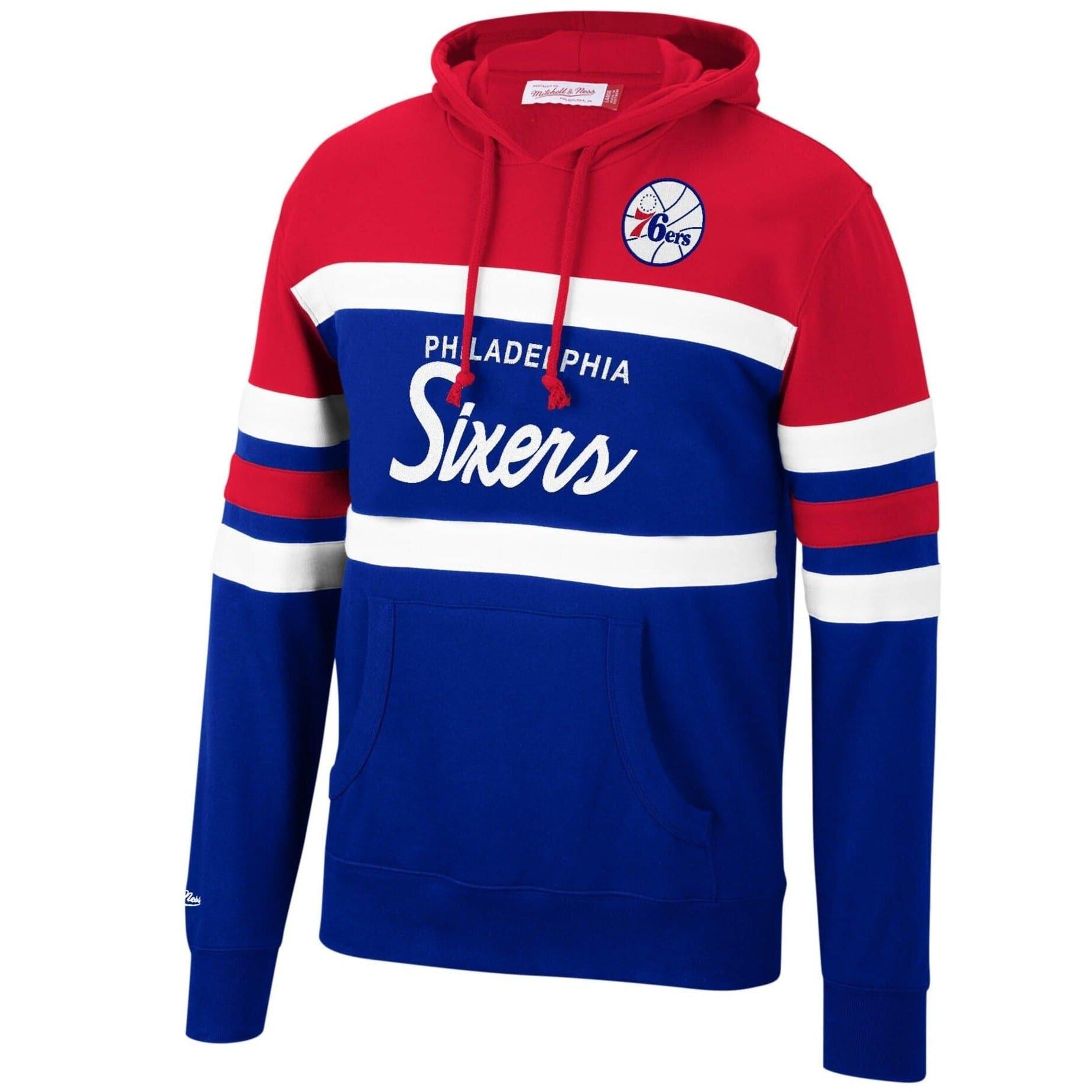 Mitchell And Ness Jumpers Philadelphia 76ers Mitchell & Ness NBA Head Coach Hoodie Jumper - Blue