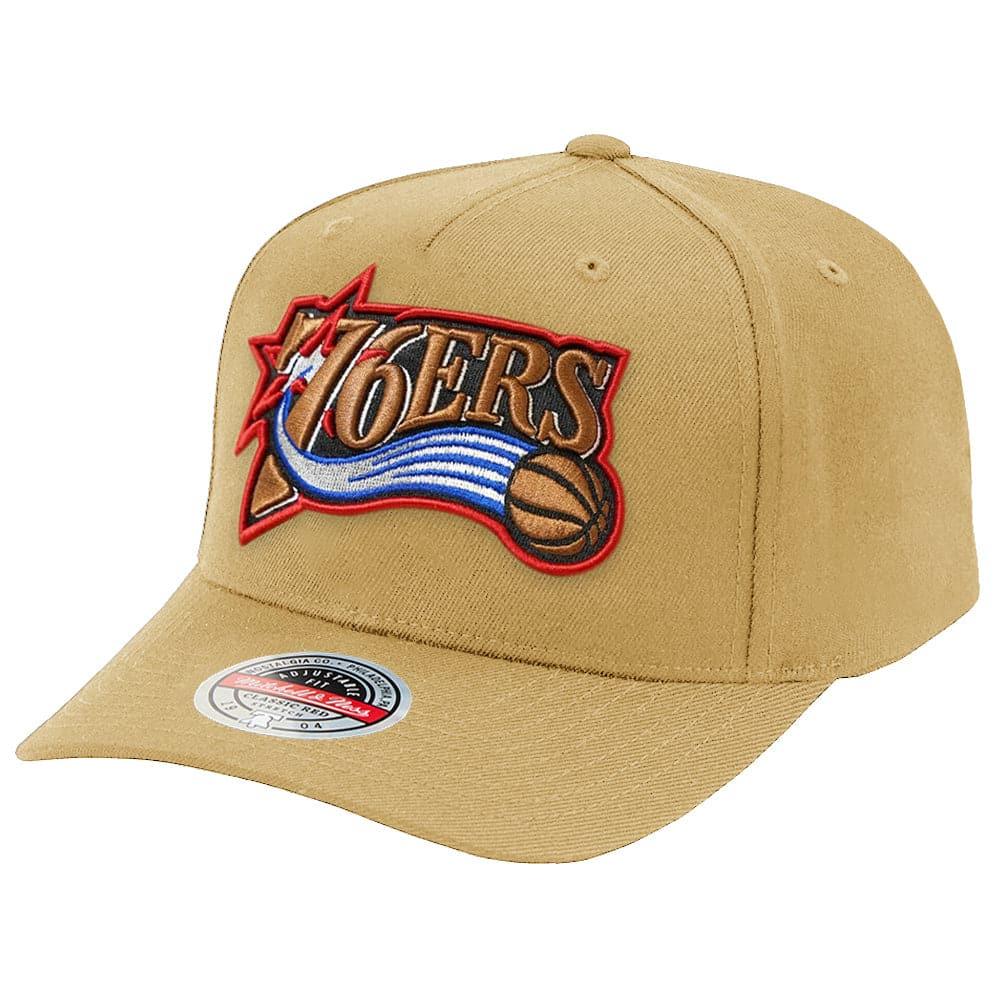 Mitchell And Ness Caps Philadelphia 76ers Mitchell & Ness NBA HWC Classic Red Snapback Hat - Camel