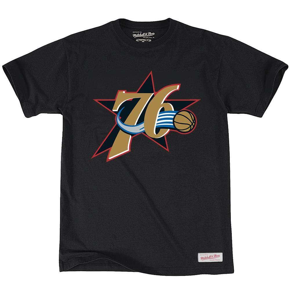 Mitchell And Ness T-Shirts Philadelphia 76ers Mitchell & Ness NBA HWC Logo T-Shirt - Black