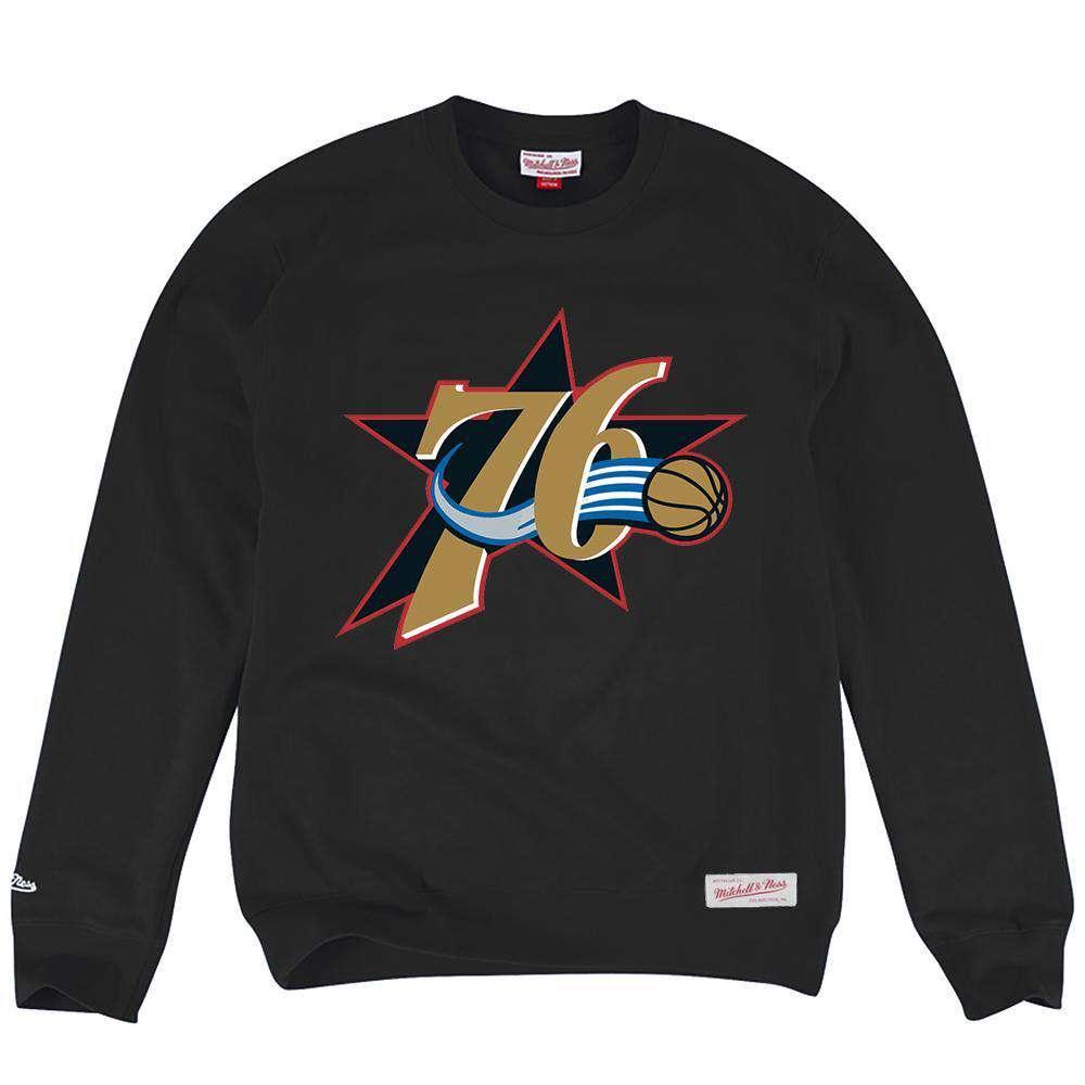 Mitchell And Ness Jumpers Philadelphia 76ers Mitchell & Ness NBA HWC Team Logo Crew Jumper - Black