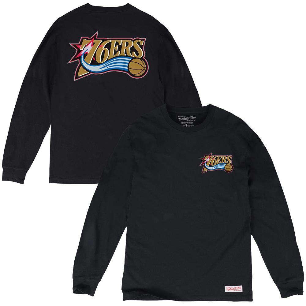 Mitchell And Ness Long Sleeve Tees S Philadelphia 76ers Mitchell & Ness NBA HWC Triple Double Long Sleeve T-Shirt - Black