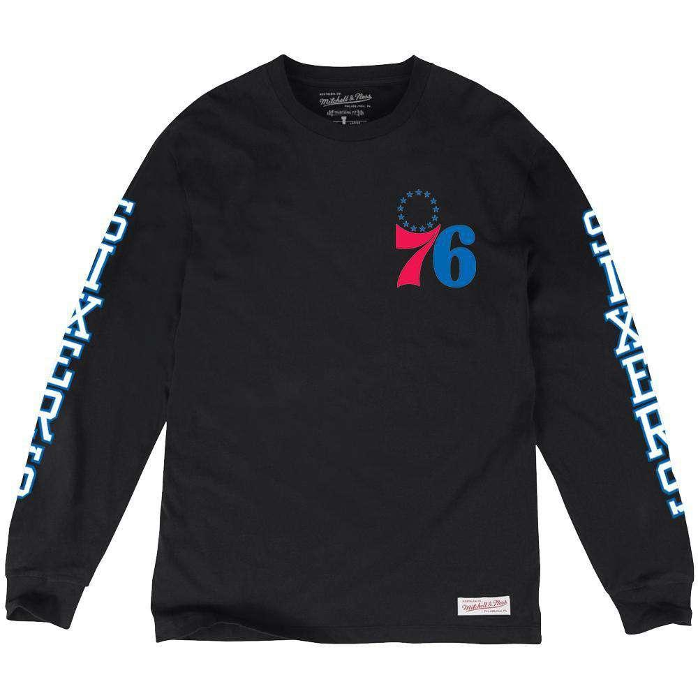 Mitchell And Ness Long Sleeve Tees Philadelphia 76ers Mitchell & Ness NBA Iconic Long Sleeve T-Shirt - Black