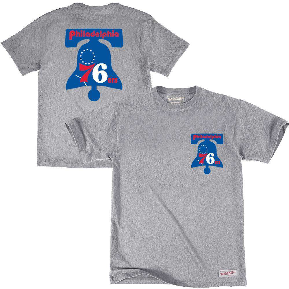 Mitchell And Ness T-Shirts Philadelphia 76ers Mitchell & Ness NBA Retro Repeat T-Shirt - Grey Marle