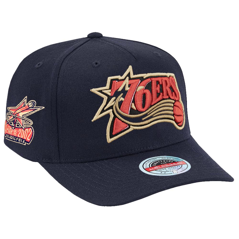 Mitchell And Ness Caps Philadelphia 76ers Mitchell & Ness NBA Salute Classic Red Snapback Hat - Navy
