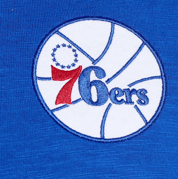 Mitchell And Ness Long Sleeve Tees Philadelphia 76ers Mitchell & Ness NBA Slub Long Sleeve T-Shirt - Blue