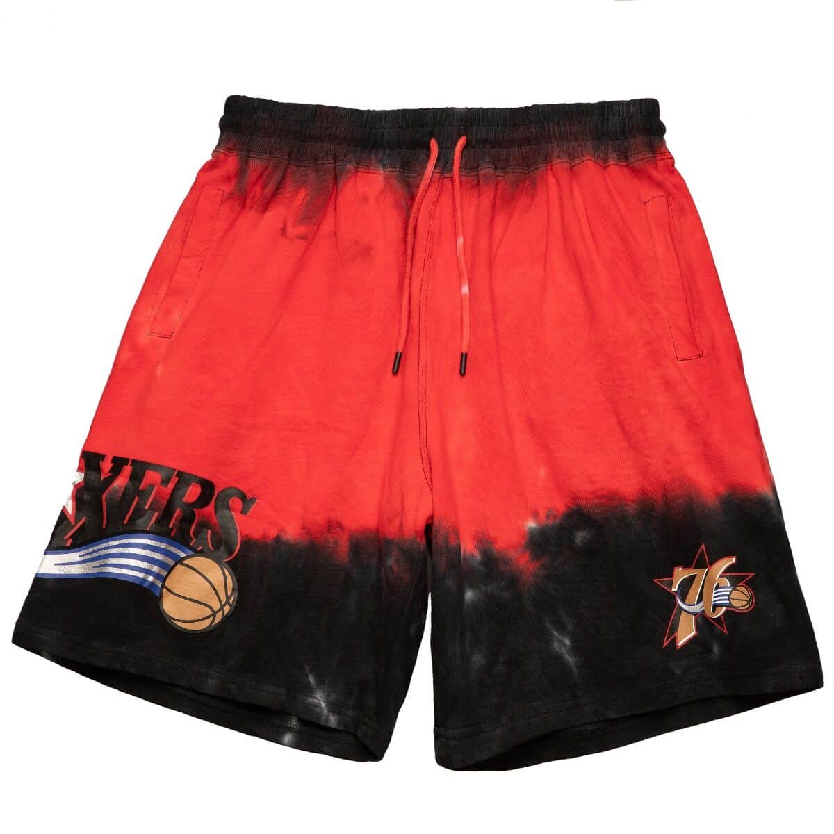 Mitchell And Ness Shorts Philadelphia 76ers Mitchell & Ness NBA Tie Dye Premium Terry Shorts - Red