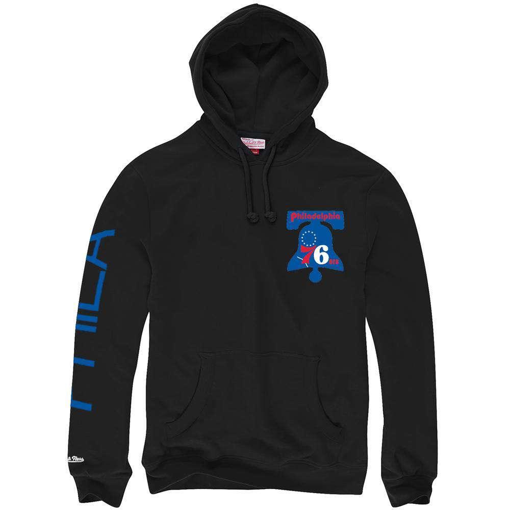 Mitchell And Ness Jumpers Philadelphia 76ers Mitchell & Ness NBA Wordmark Hoodie Jumper - Black