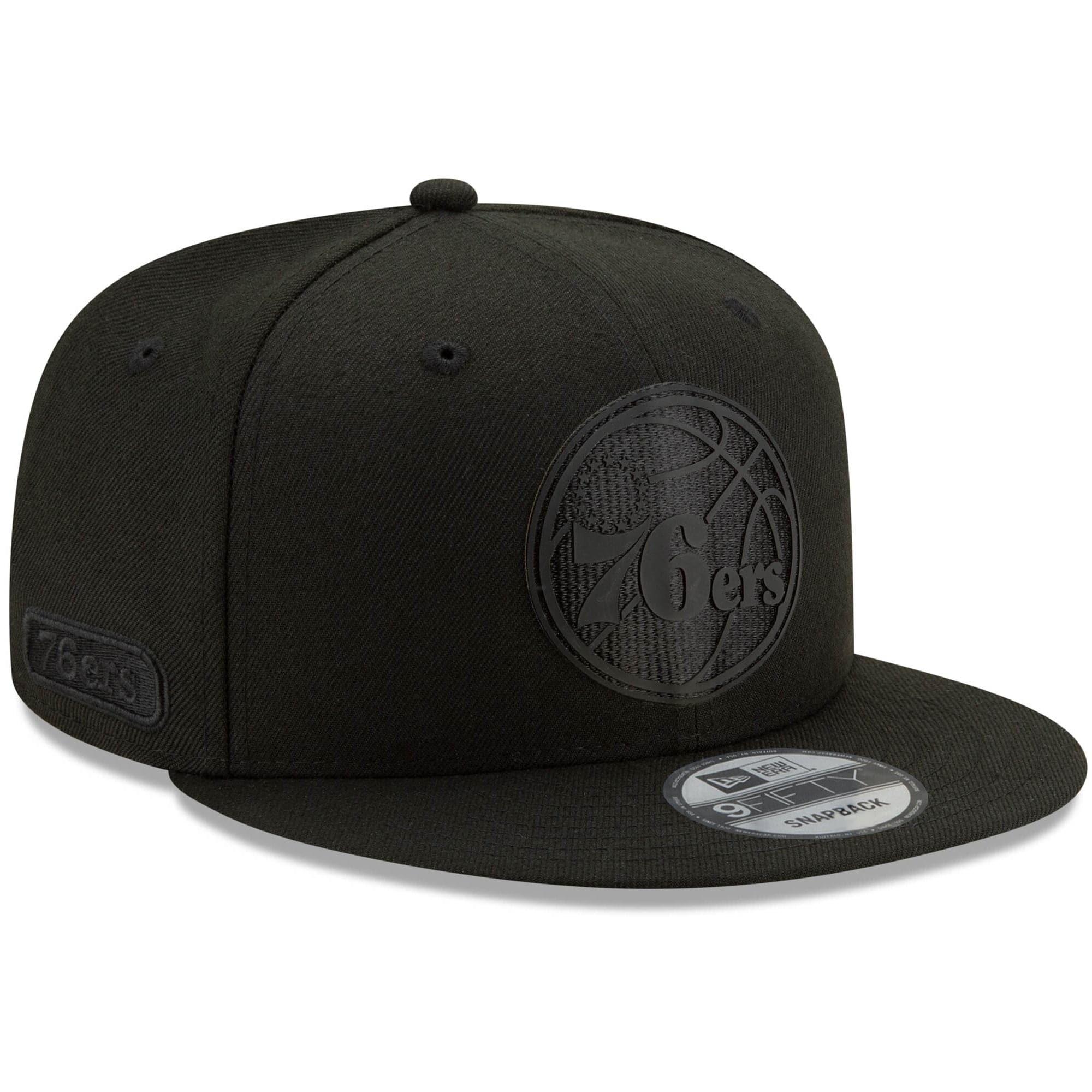 New Era Caps Philadelphia 76ers New Era NBA 2020 Black On Black Back Half 9FIFTY Snapback Hat