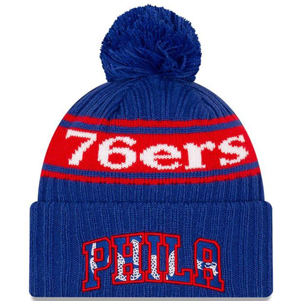 New Era Beanies Philadelphia 76ers New Era NBA 2021 Draft Pom Knit Beanie - Blue