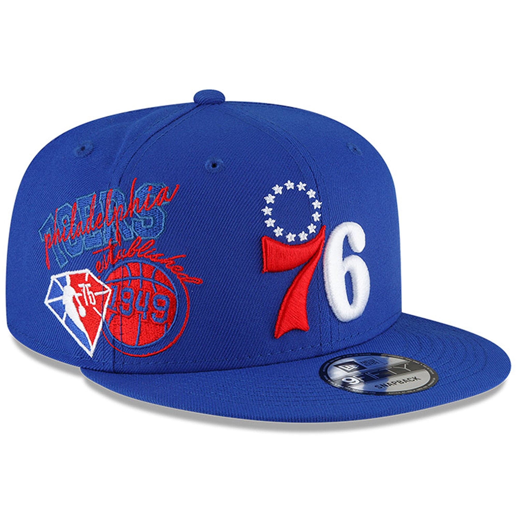 New Era Caps Philadelphia 76ers New Era NBA 21-22 Back Half 9FIFTY Snapback Hat - Blue