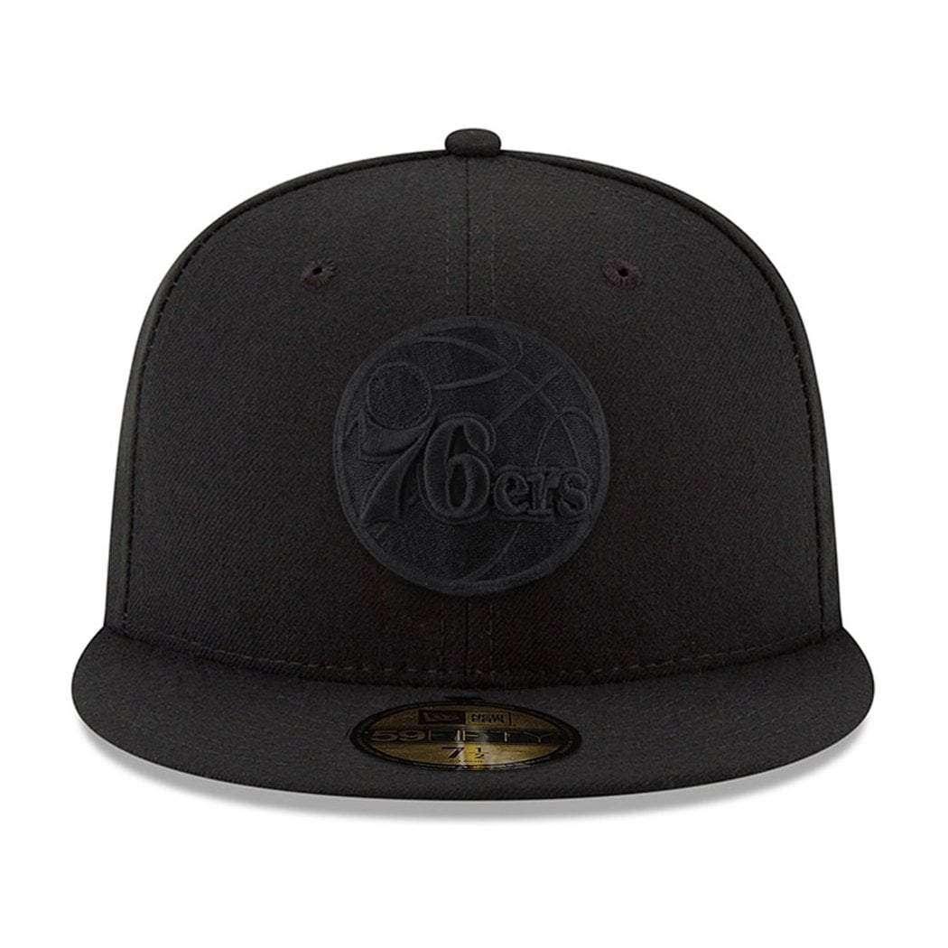 New Era Caps Philadelphia 76ers New Era NBA Black On Black Team Logo 59FIFTY Fitted Hat