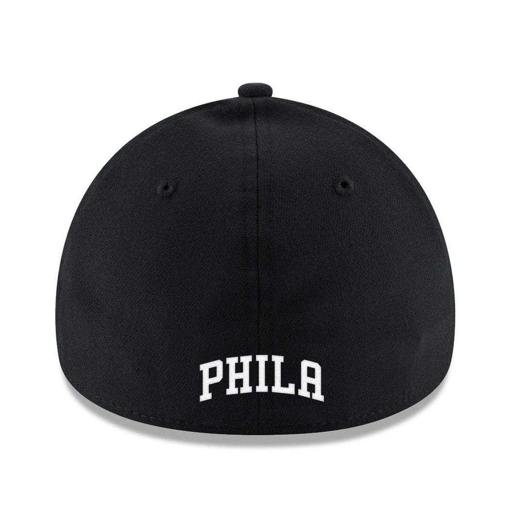 New Era Caps Philadelphia 76ers New Era NBA Black & White 39THIRTY Stretch-Fit Curve Hat