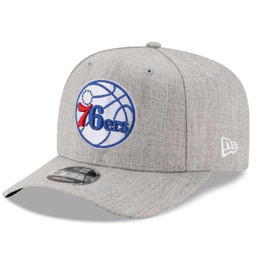 New Era Caps Philadelphia 76ers New Era NBA Heather Drop 9FIFTY Pre-Curved Snapback Hat