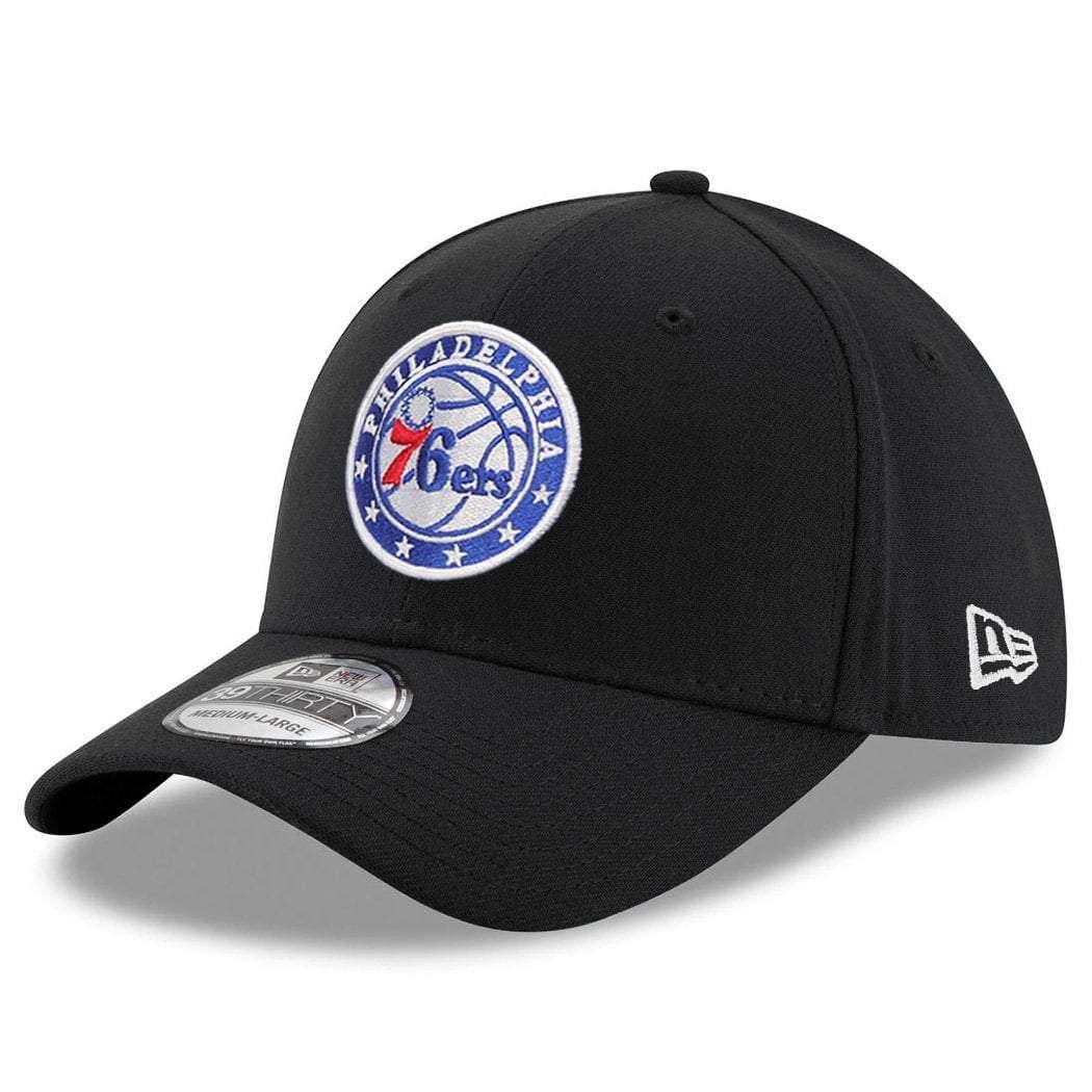 New Era Caps Philadelphia 76ers New Era NBA Team 39THIRTY Stretch-Fit Curve Hat - Black