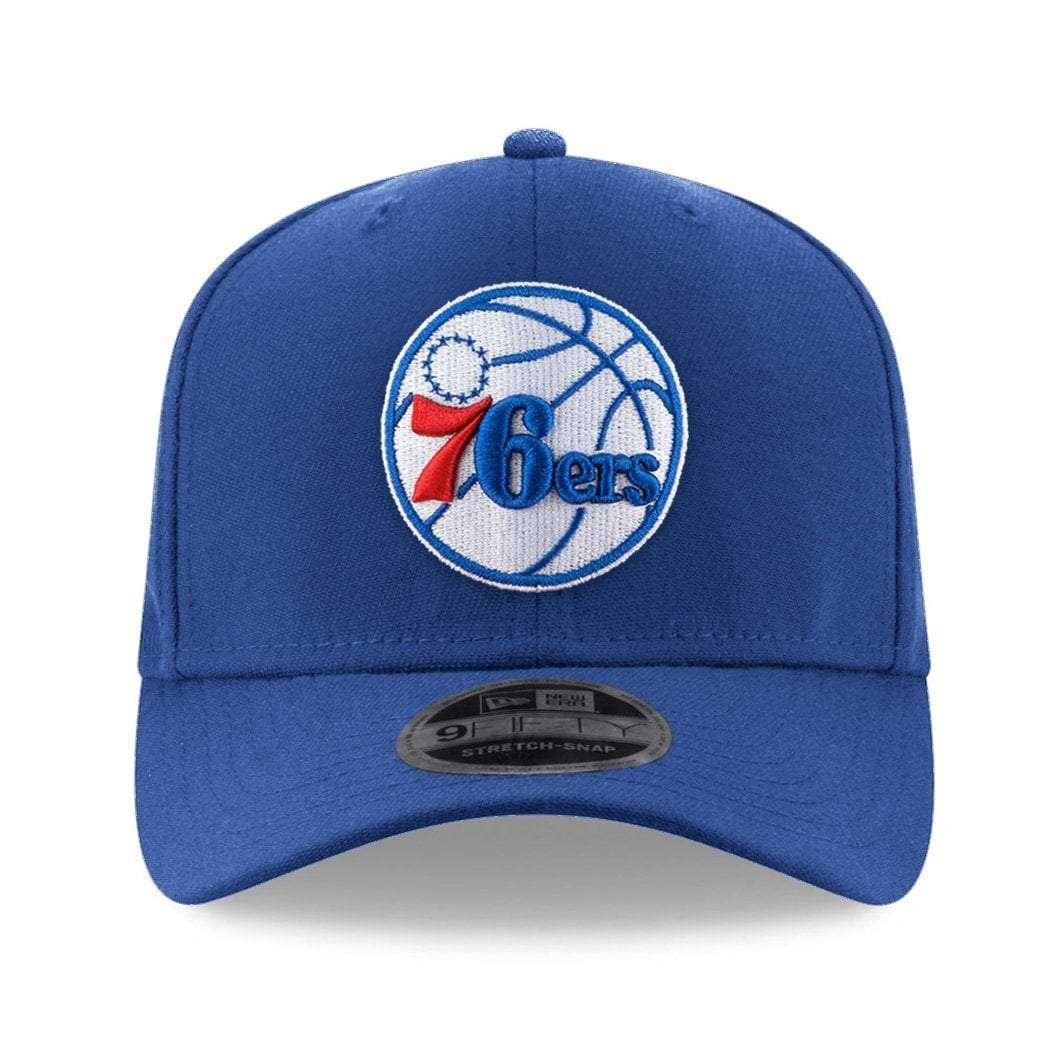 New Era Caps Philadelphia 76ers New Era NBA Team Stretch-Snap 9FIFTY Curved Snapback Hat - Blue