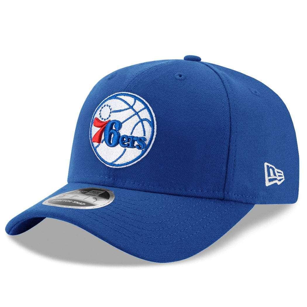 New Era Caps Philadelphia 76ers New Era NBA Team Stretch-Snap 9FIFTY Curved Snapback Hat - Blue