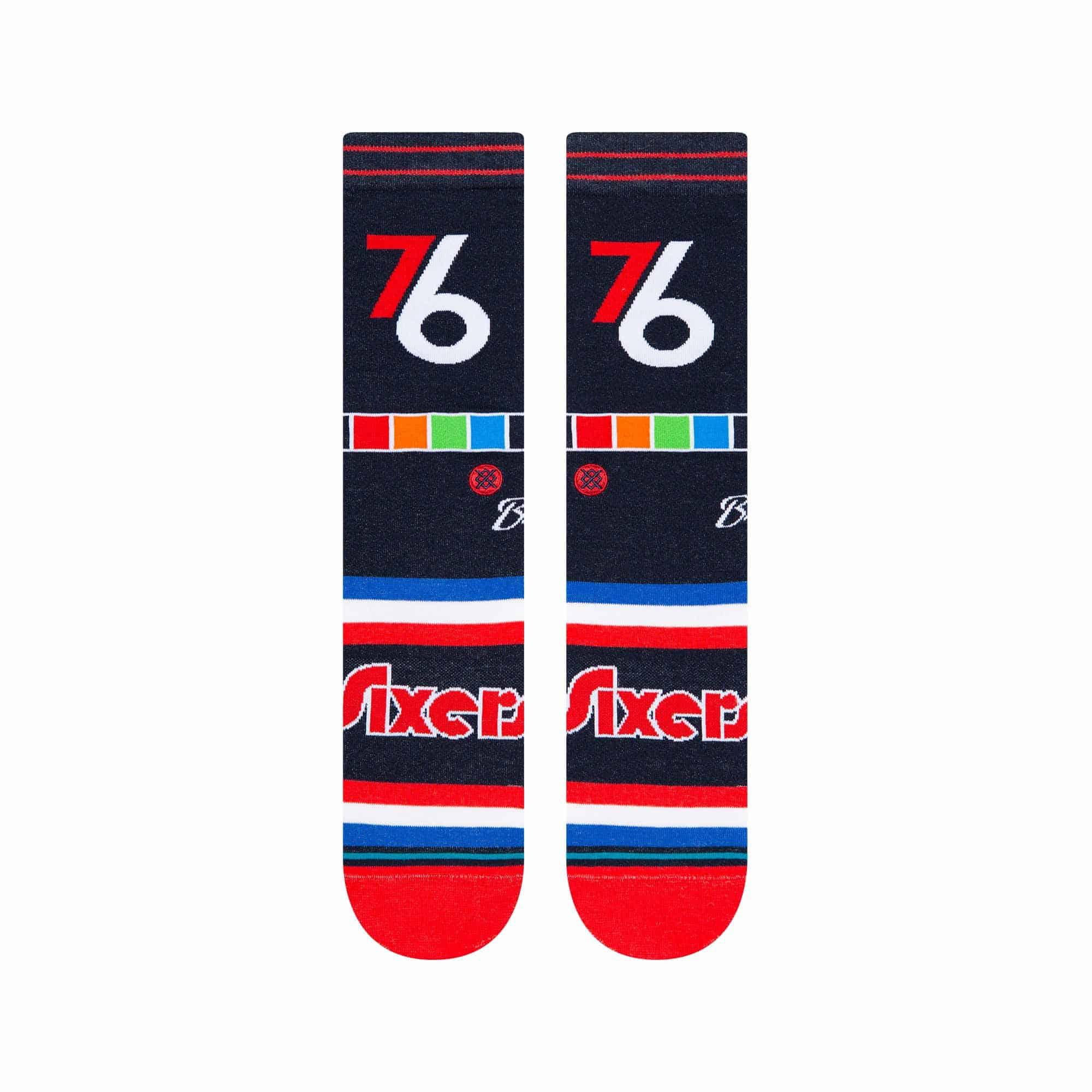 Stance Socks Large (9-12 US) Philadelphia 76ers Stance NBA 21-22 City Edition Crew Socks - Navy