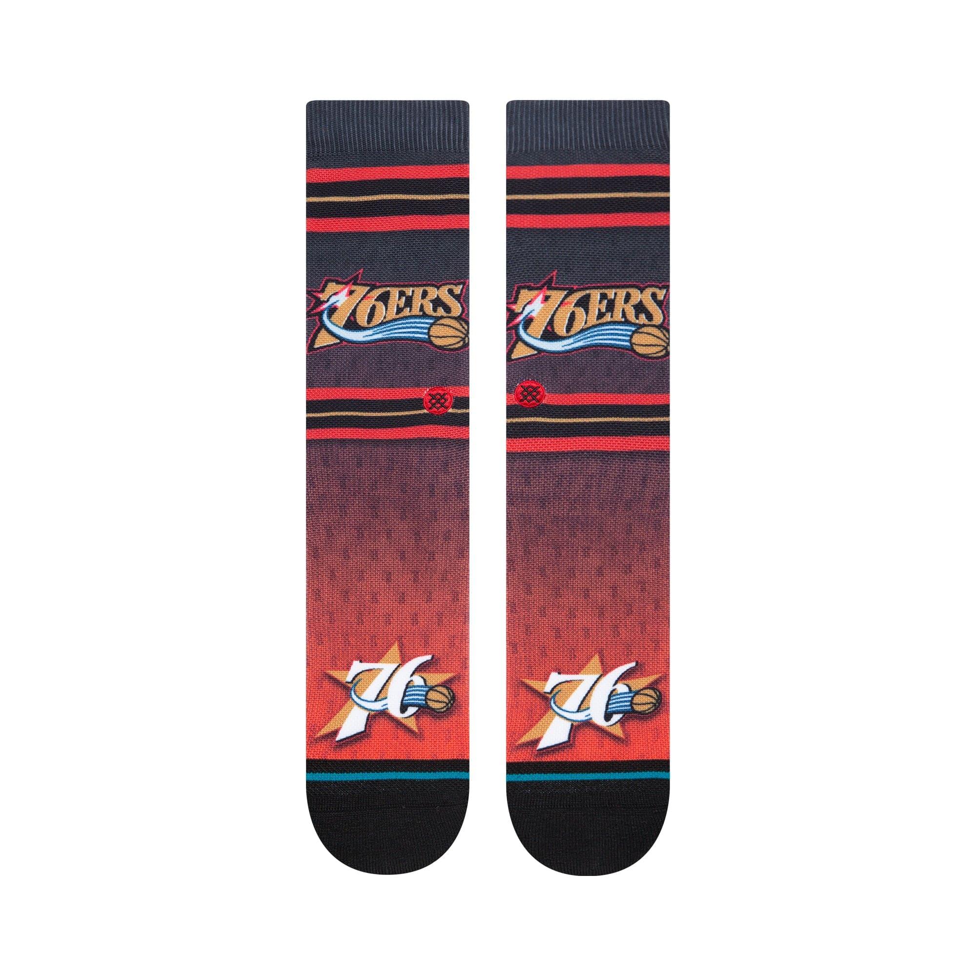 Stance Socks Large (9-12 US) Philadelphia 76ers Stance NBA HWC Logo Fader Crew Socks - Black