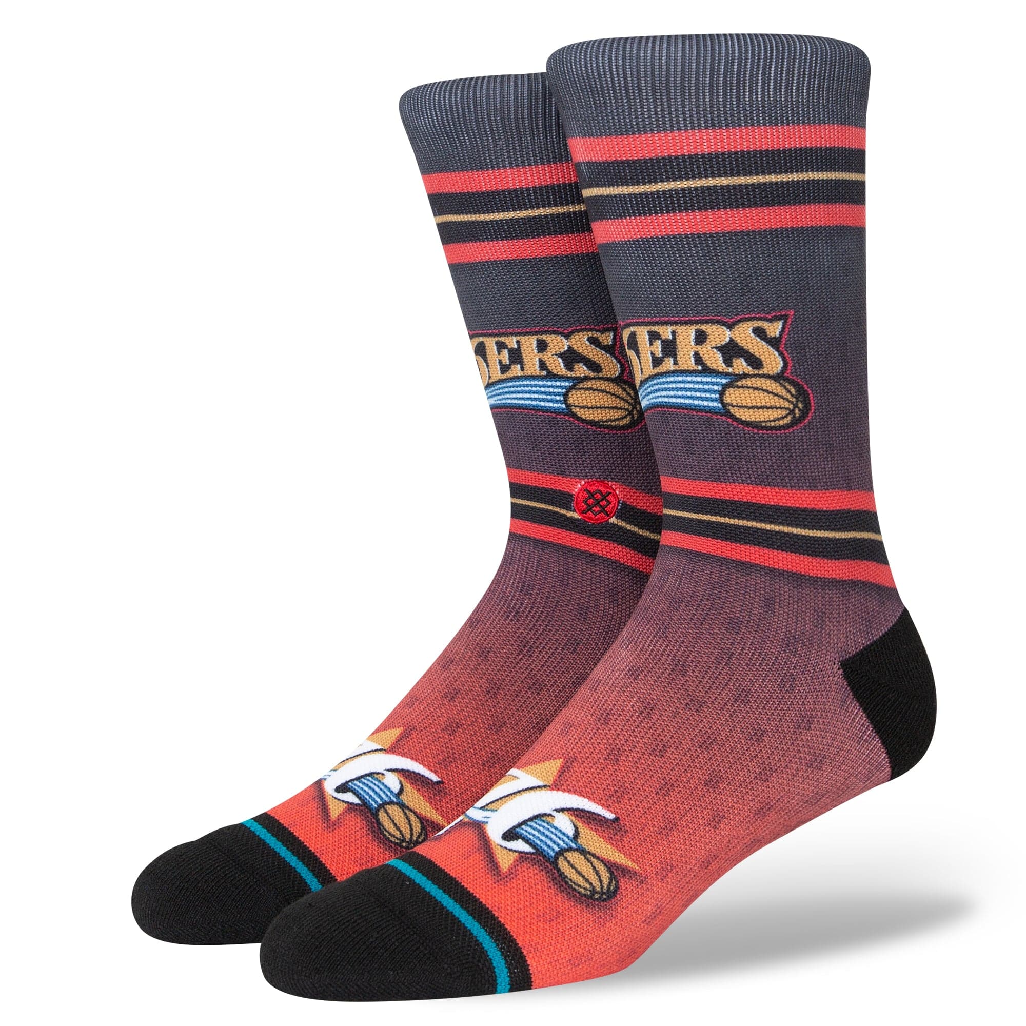 Stance Socks Large (9-12 US) Philadelphia 76ers Stance NBA HWC Logo Fader Crew Socks - Black
