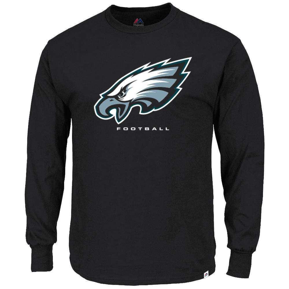 Majestic Athletic T-Shirts Philadelphia Eagles Majestic NFL Critical Victory Long Sleeve T-Shirt - Black