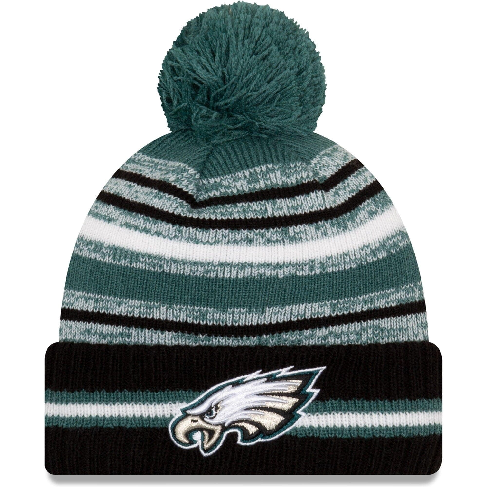 New Era Beanies Philadelphia Eagles New Era NFL 2021 Sideline Team Pom Knit Beanie - Green