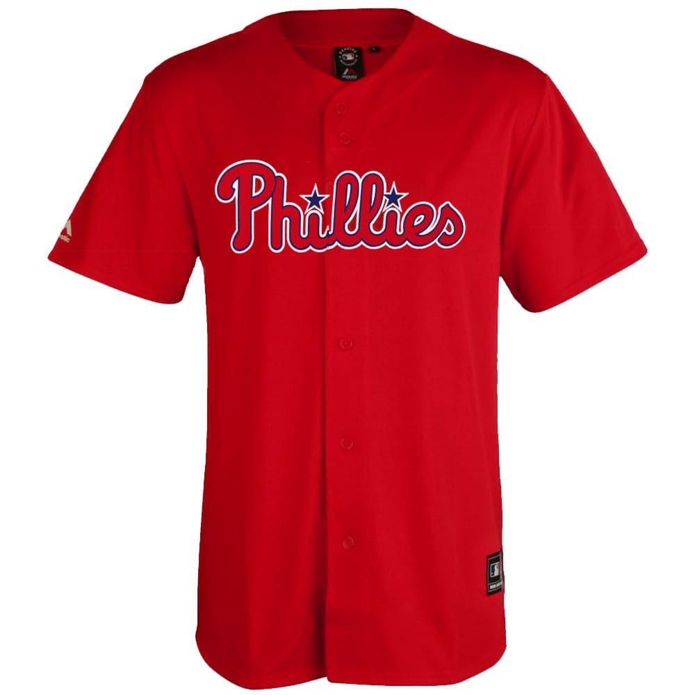 Majestic Athletic Jerseys Philadelphia Phillies Majestic MLB Fan Replica Jersey - Red
