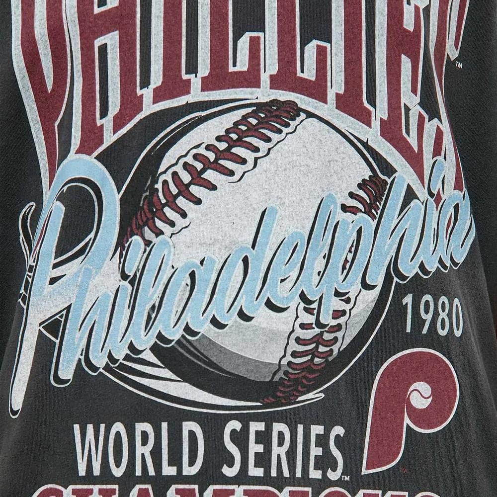 Majestic Athletic T-Shirts Philadelphia Phillies Majestic MLB Vintage 1980 Champions T-Shirt - Black