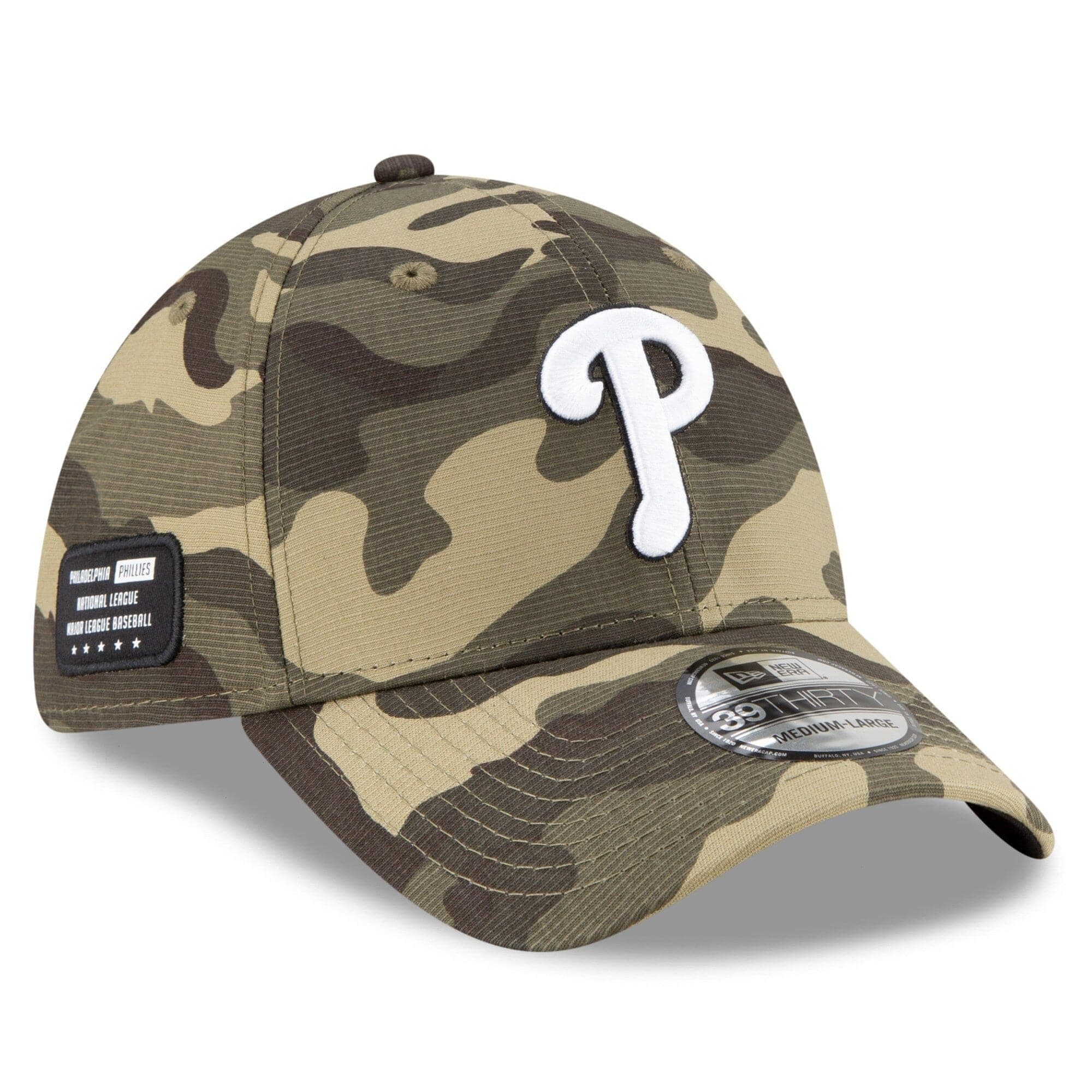 New Era Caps Philadelphia Phillies New Era MLB 2021 Armed Forces 39THIRTY Flex Fit Curve Hat - Camo
