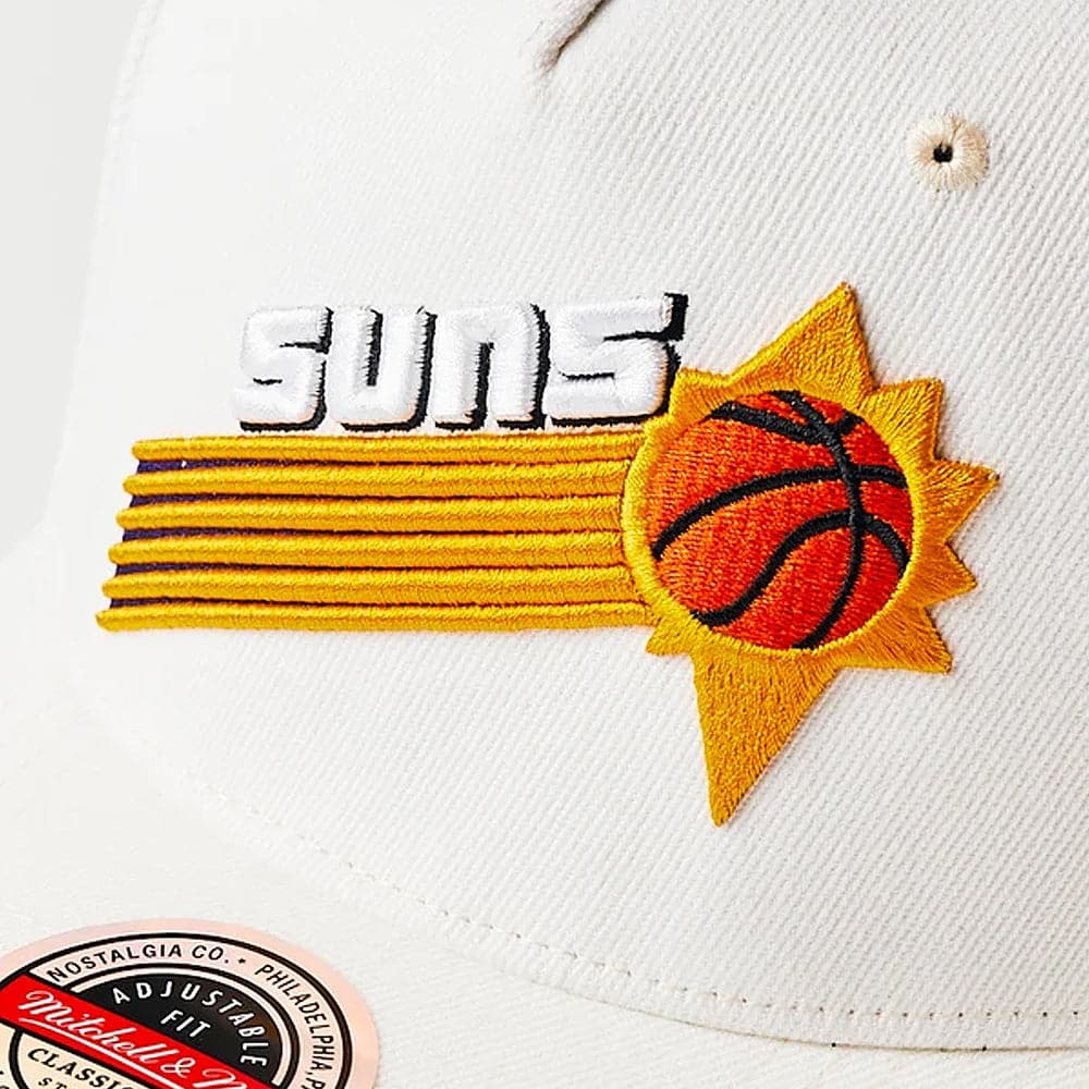 Mitchell And Ness Caps Phoenix Suns Mitchell & Ness NBA HWC Logo Classic Red Snapback Hat - Vintage White