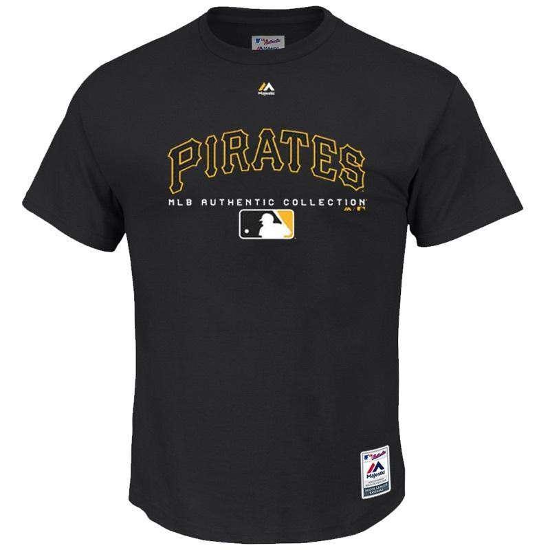 Majestic Athletic T-Shirts M Pittsburgh Pirates Majestic MLB Authentic Team Drive T-Shirt - Black