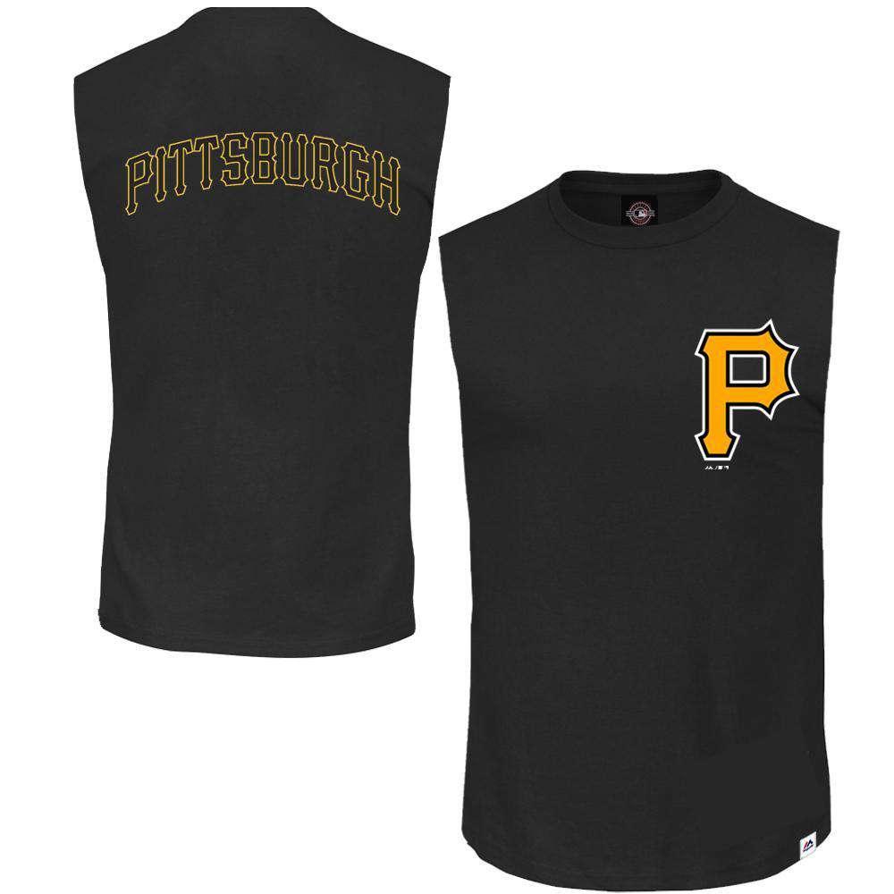 Majestic Athletic T-Shirts Pittsburgh Pirates Majestic MLB Englewood Sleeveless Muscle T-Shirt - Black